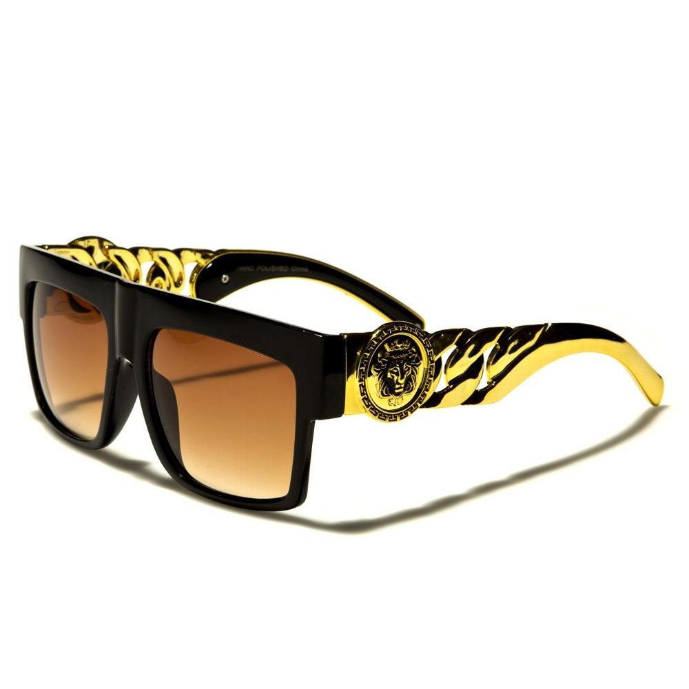 Kleo Shield Gold Sunglasses black/brown lense - Shop-Tetuan