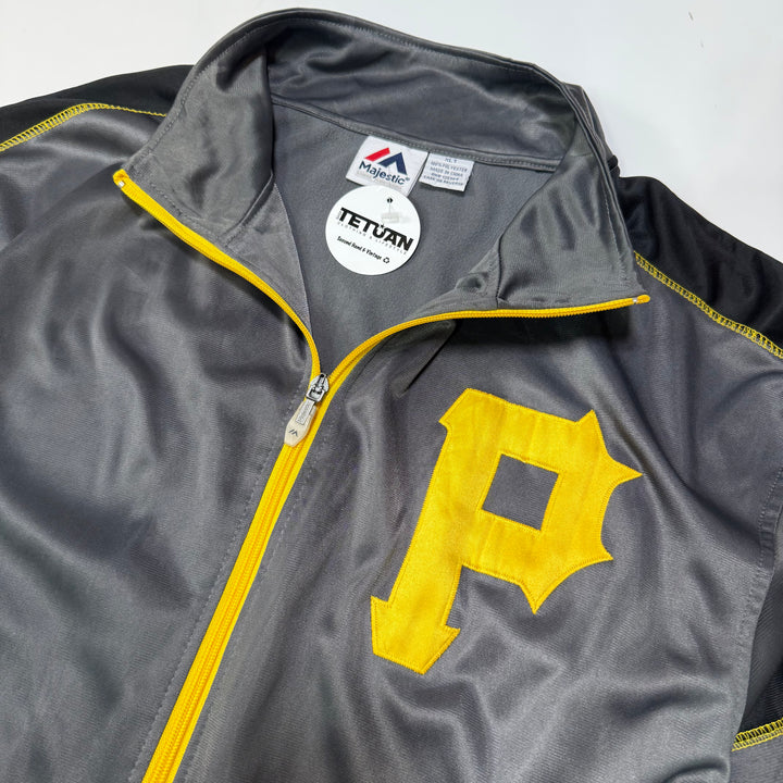Majestic MLB Pittsburgh Pirates Track Jacket charcoal/yellow XL - Shop-Tetuan