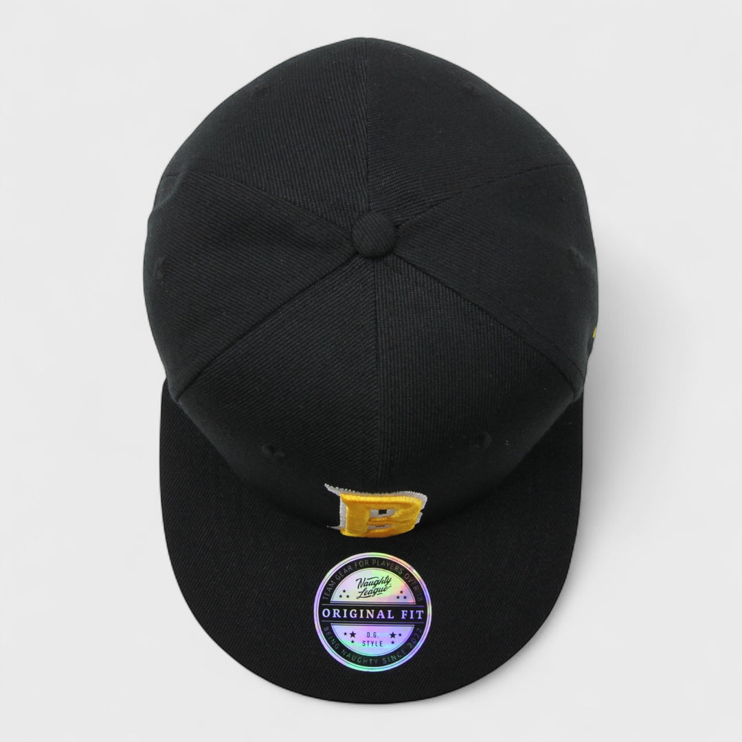Naughty League Texas Beaver Hunters Letter Logo fitted black/yellow - Shop-Tetuan