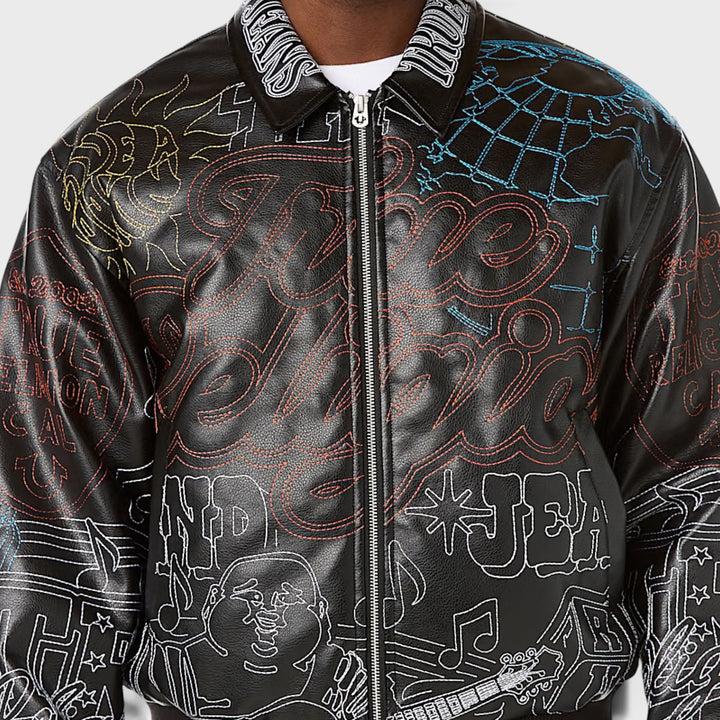 True Religion Trophy Retro Bomber Jacket jet black