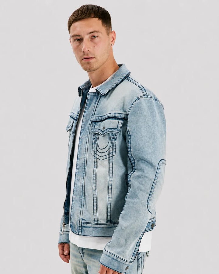 True Religion Big T Moto Denim jacket gsql light dawn wash