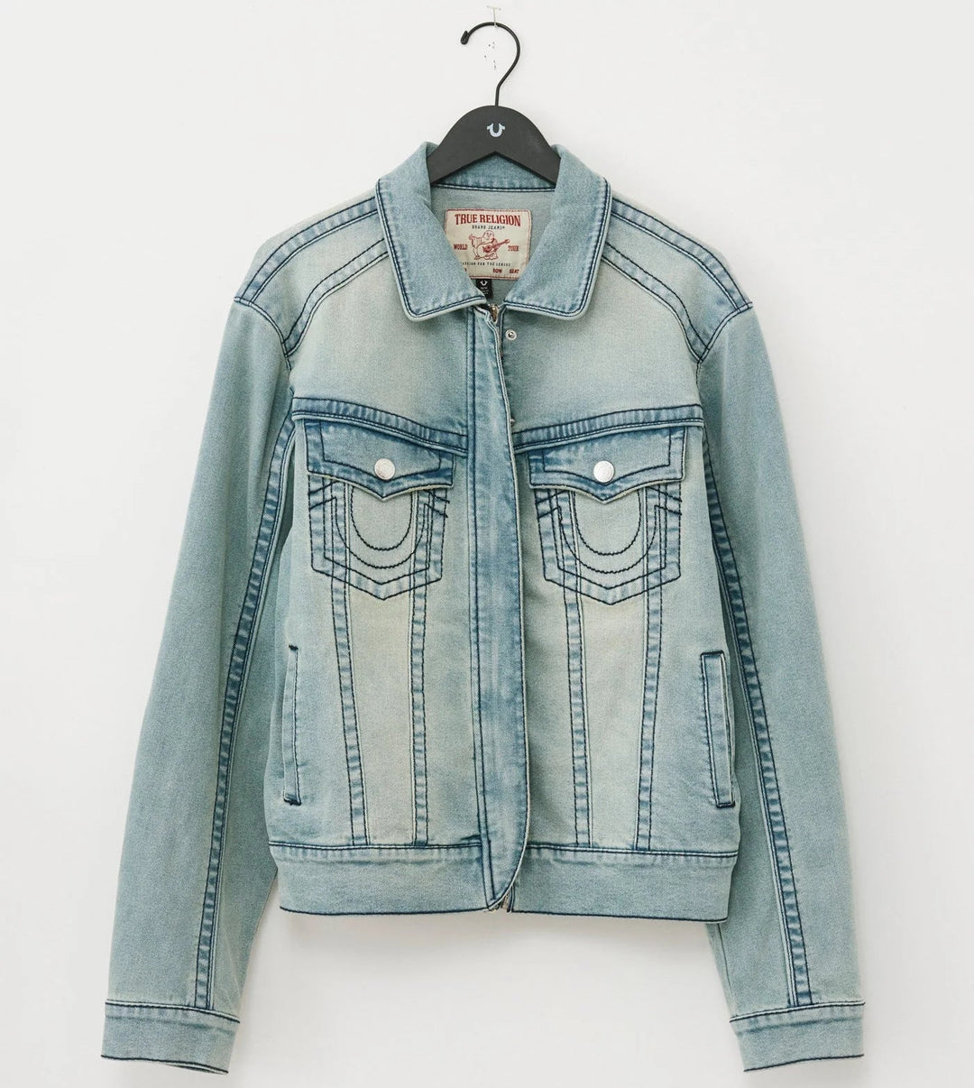 True Religion Big T Moto Denim jacket gsql light dawn wash