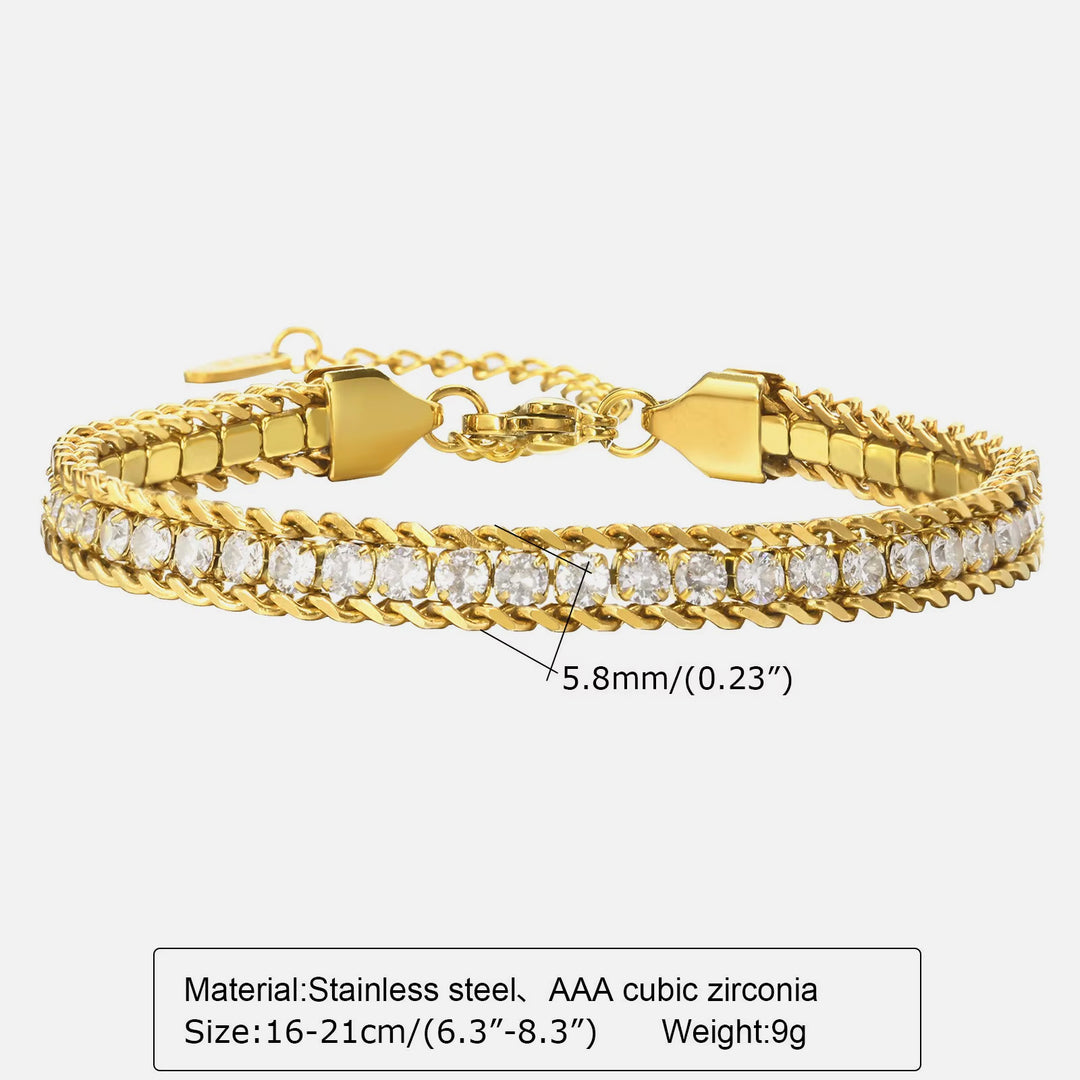 Three-Layer Bracelet With Zircon steel/gold