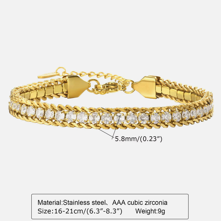 Three-Layer Bracelet With Zircon steel/gold