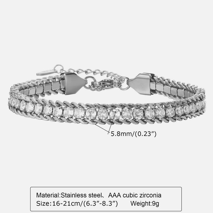 Three-Layer Bracelet With Zircon steel