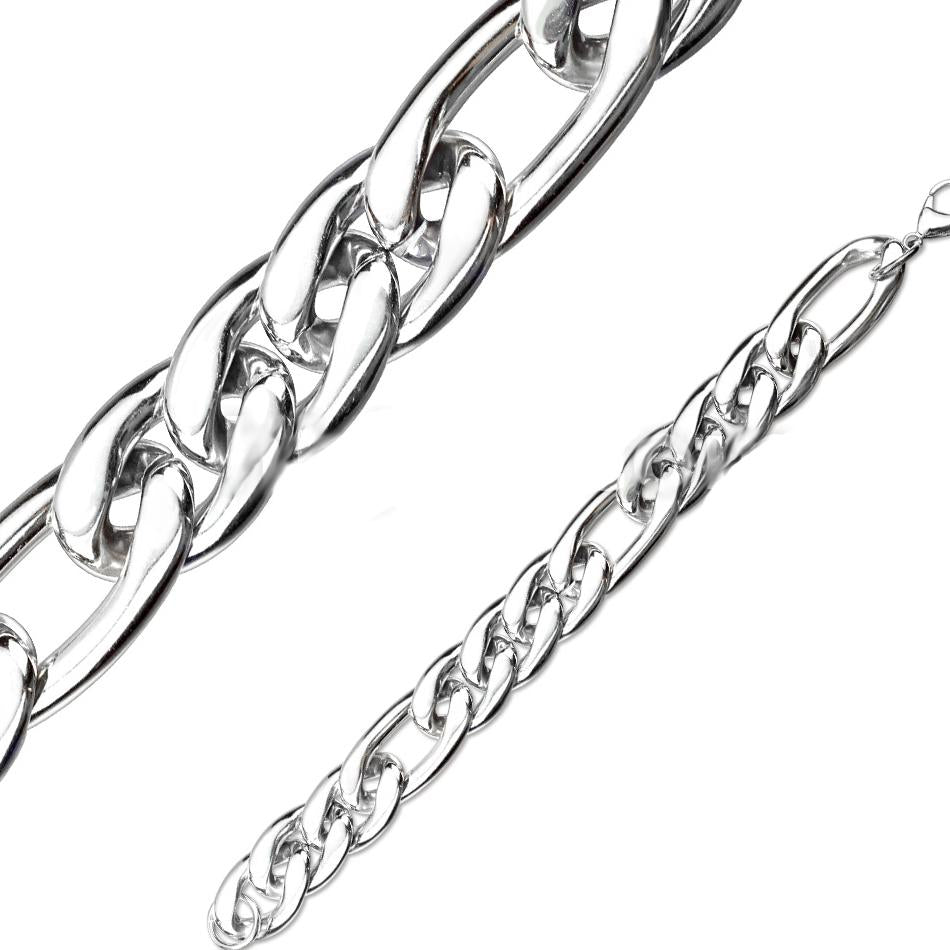 Small and Large Links Stainless Steel Chain Bracelet with Lobster Clasp 8mm - Shop-Tetuan