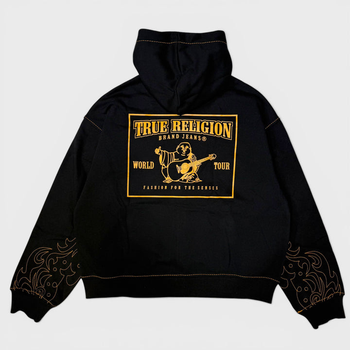 True Religion Rodeo Big T Boxy Zip Hoodie jet black - Shop-Tetuan