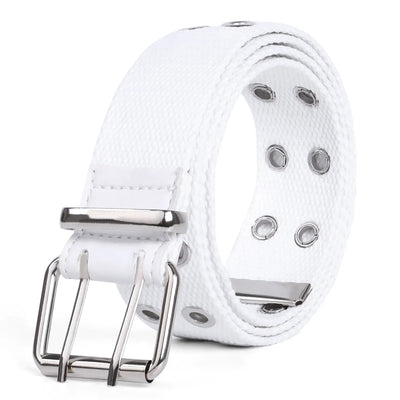 Double Grommet Two-Hole Canvas Belt white