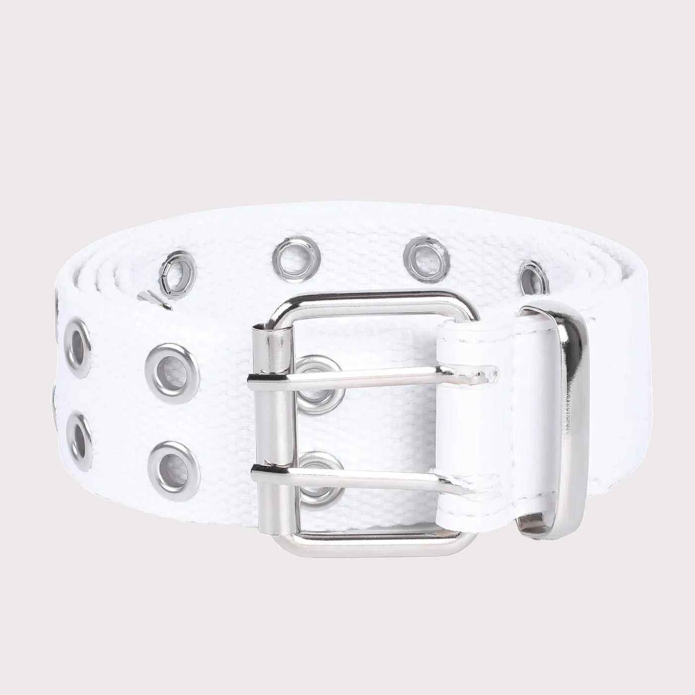 Double Grommet Two-Hole Canvas Belt white