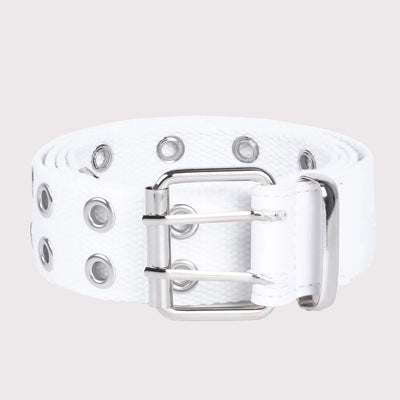 Double Grommet Two-Hole Canvas Belt white