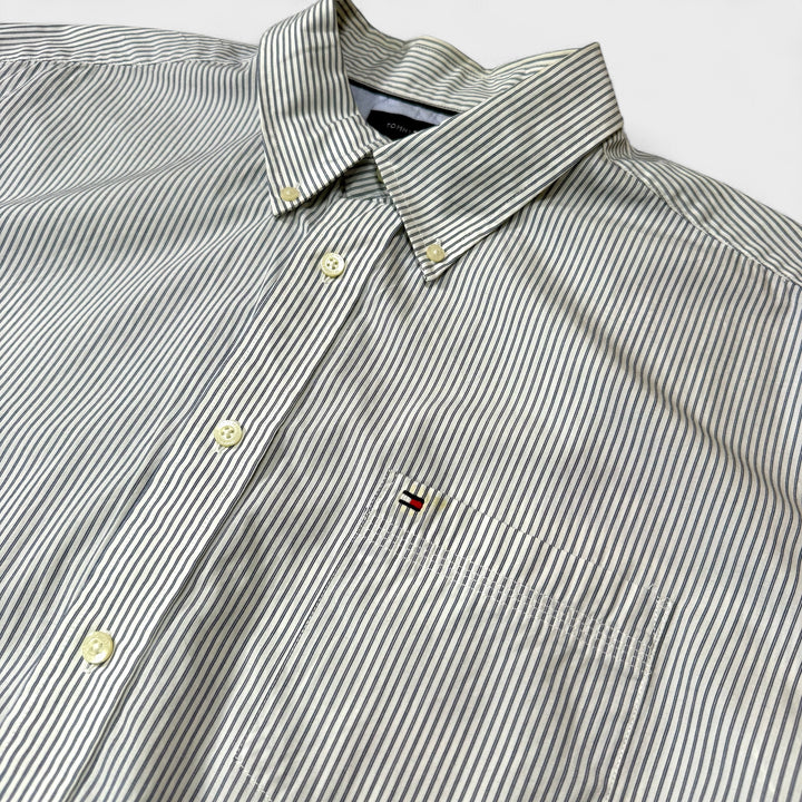 Tommy Hilfiger Lined Short Sleeve Shirt white/navy XL - Shop-Tetuan