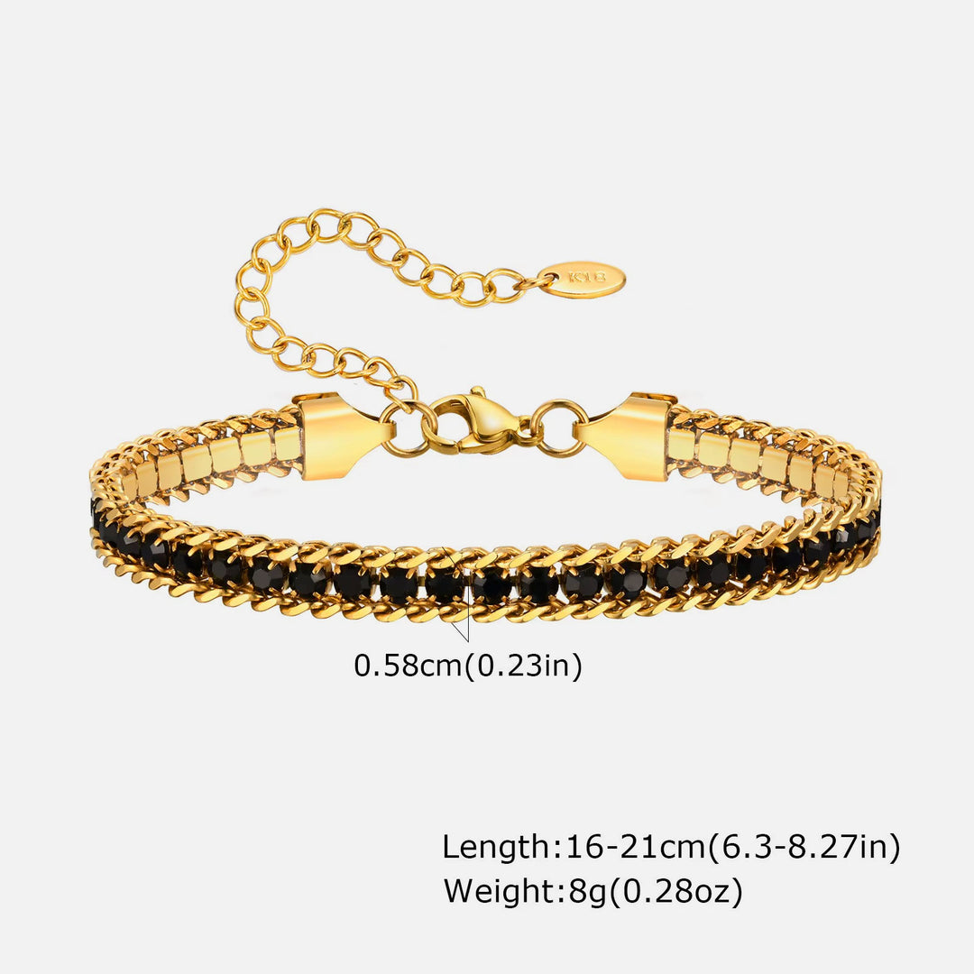 Three-Layer Bracelet With Zircon steel/gold-black