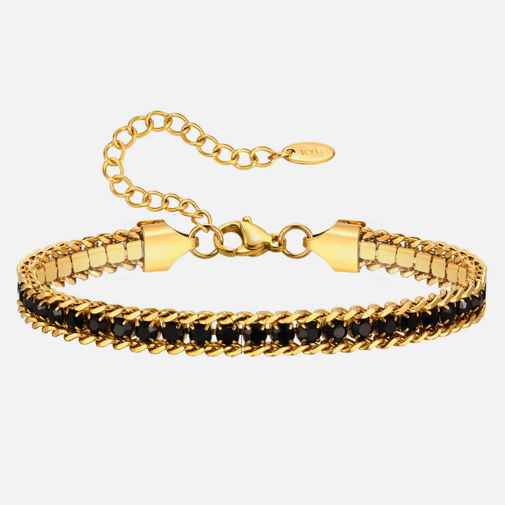Three-Layer Bracelet With Zircon steel/gold-black
