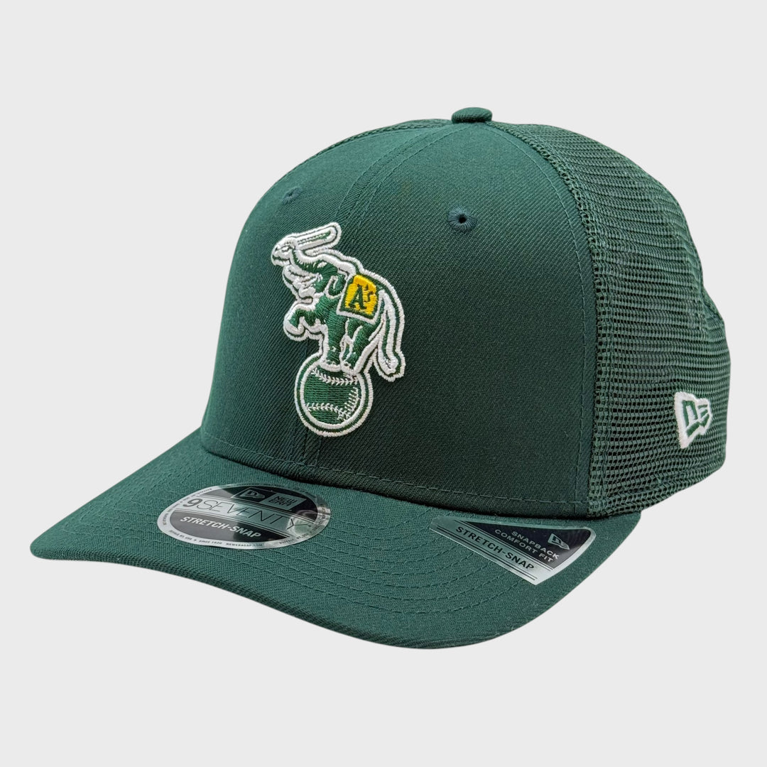 New Era Simple 9Seventy Stretch-Snap trucker O Athletics dk green - Shop-Tetuan