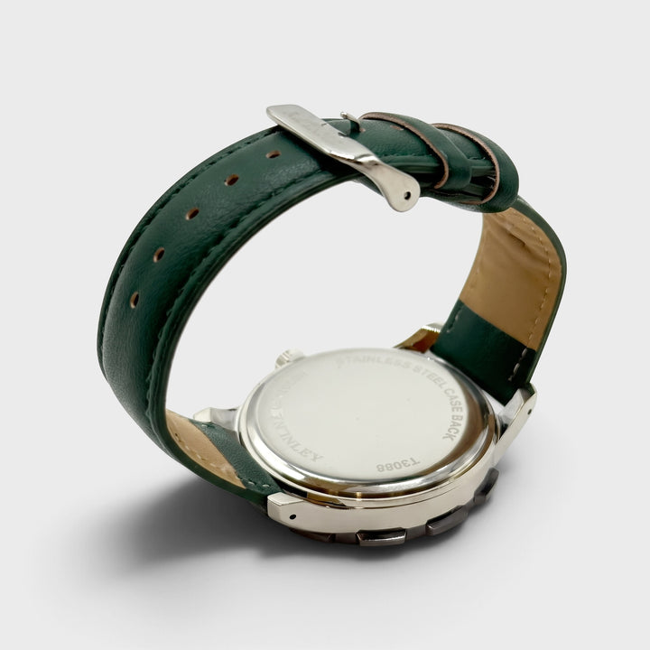 Henley Leather Strap Sport Watch green
