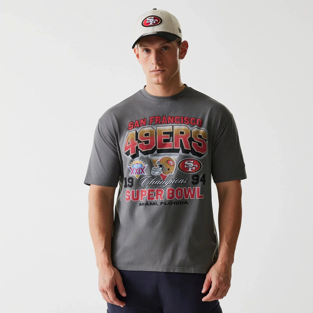 New Era NFL Washed Super Bowl Oversized Tee SF 49ers Grey - Shop-Tetuan