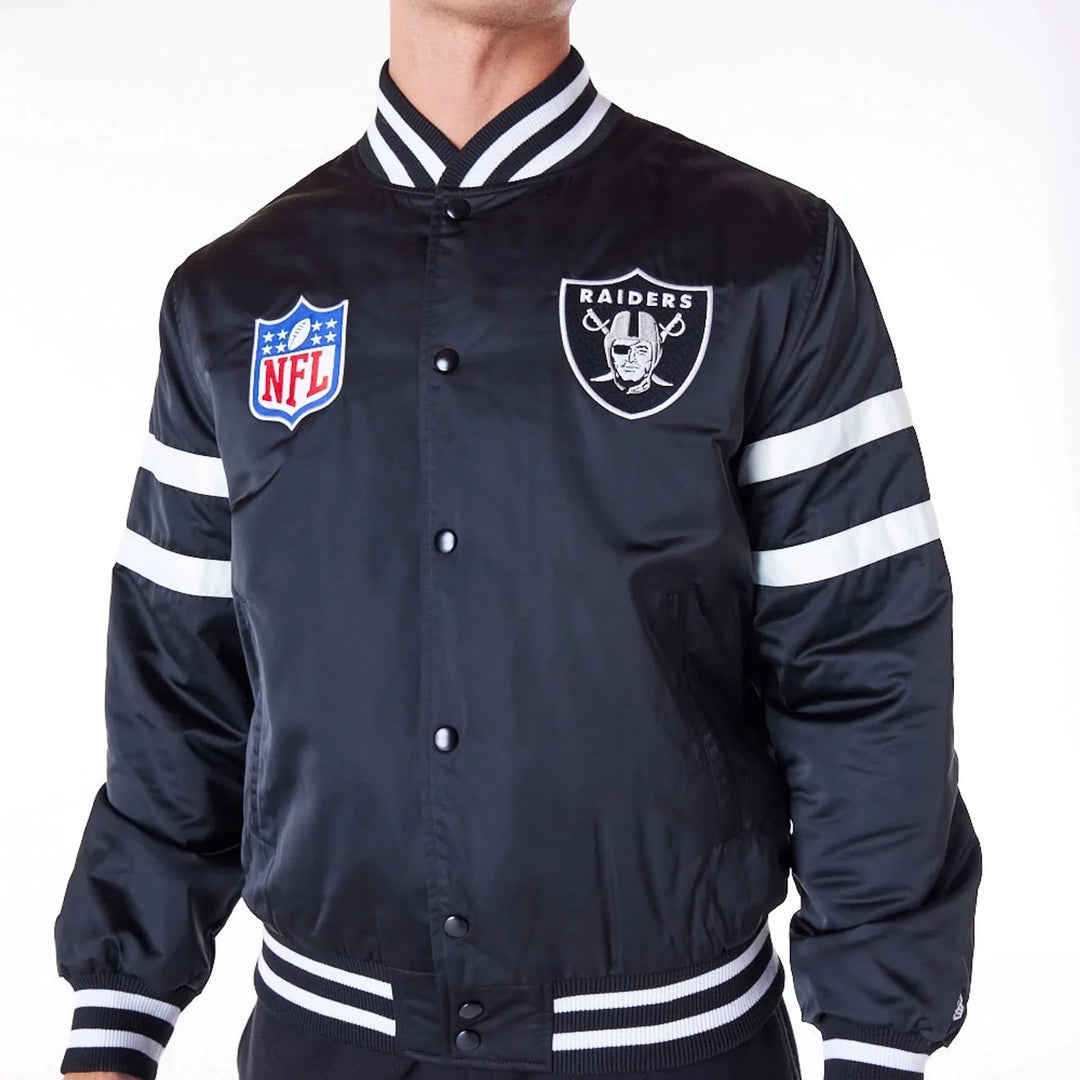 New Era NFL Satin Bomber Jacket LV Raiders black