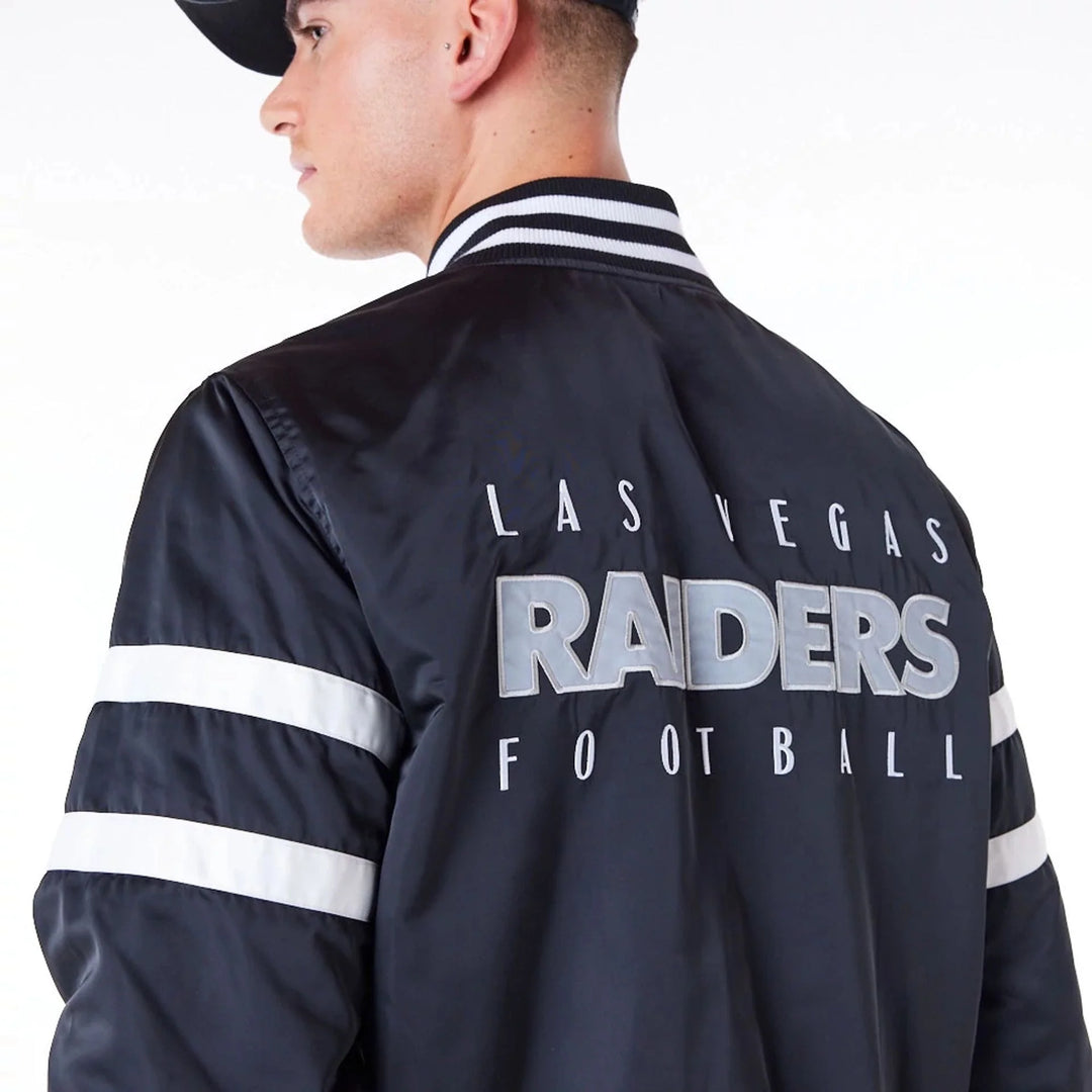 New Era NFL Satin Bomber Jacket LV Raiders black