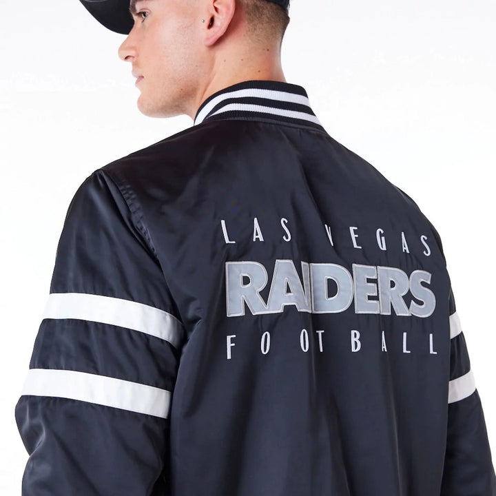 New Era NFL Satin Bomber Jacket LV Raiders black