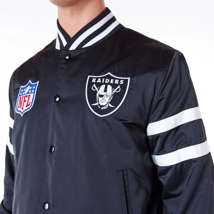 New Era NFL Satin Bomber Jacket LV Raiders black