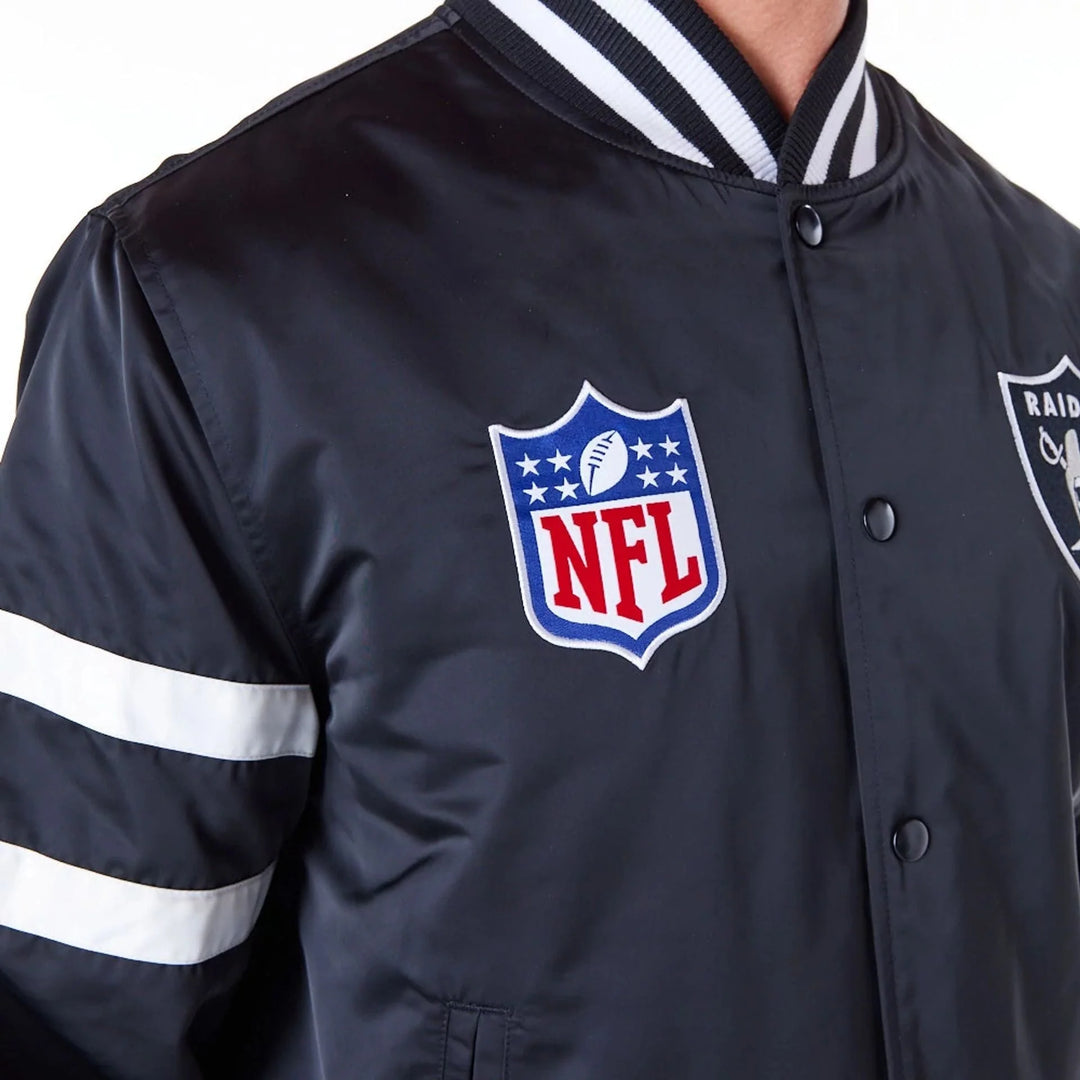 New Era NFL Satin Bomber Jacket LV Raiders black