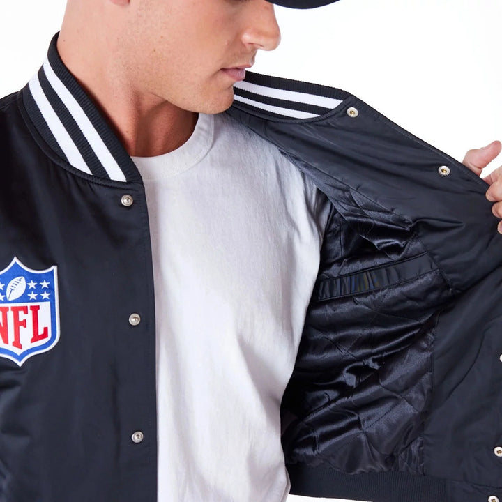 New Era NFL Satin Bomber Jacket LV Raiders black