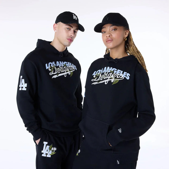 New Era MLB Floral Pullover Hoodie LA Dodgers black - Shop-Tetuan