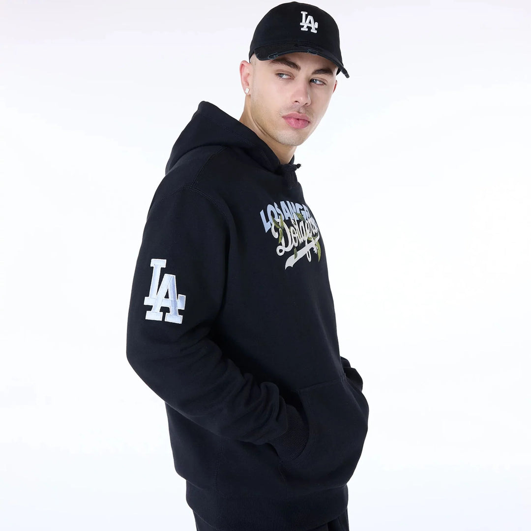 New Era MLB Floral Pullover Hoodie LA Dodgers black - Shop-Tetuan