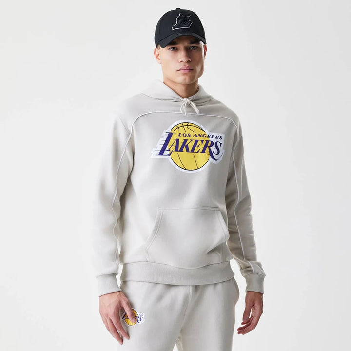 New Era NBA Piping Oversized Pullover Hoodie LA Lakers cream