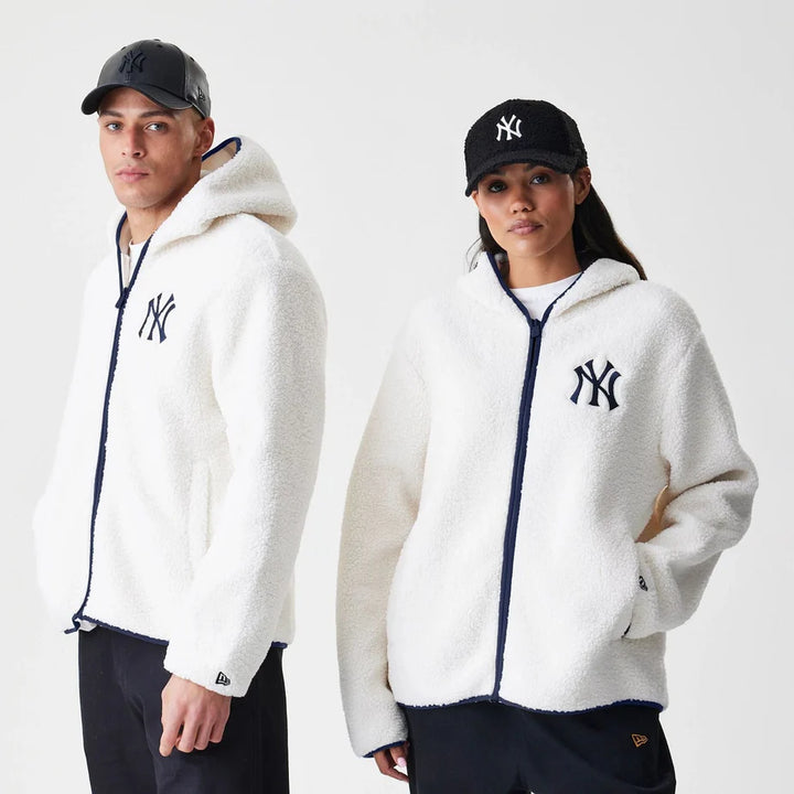New Era MLB Open Hooded Sherpa jacket NY Yankkes white