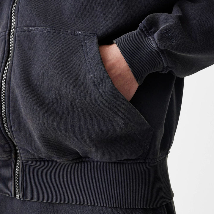 New Era Washed Oversized Full Zip Hoodie black