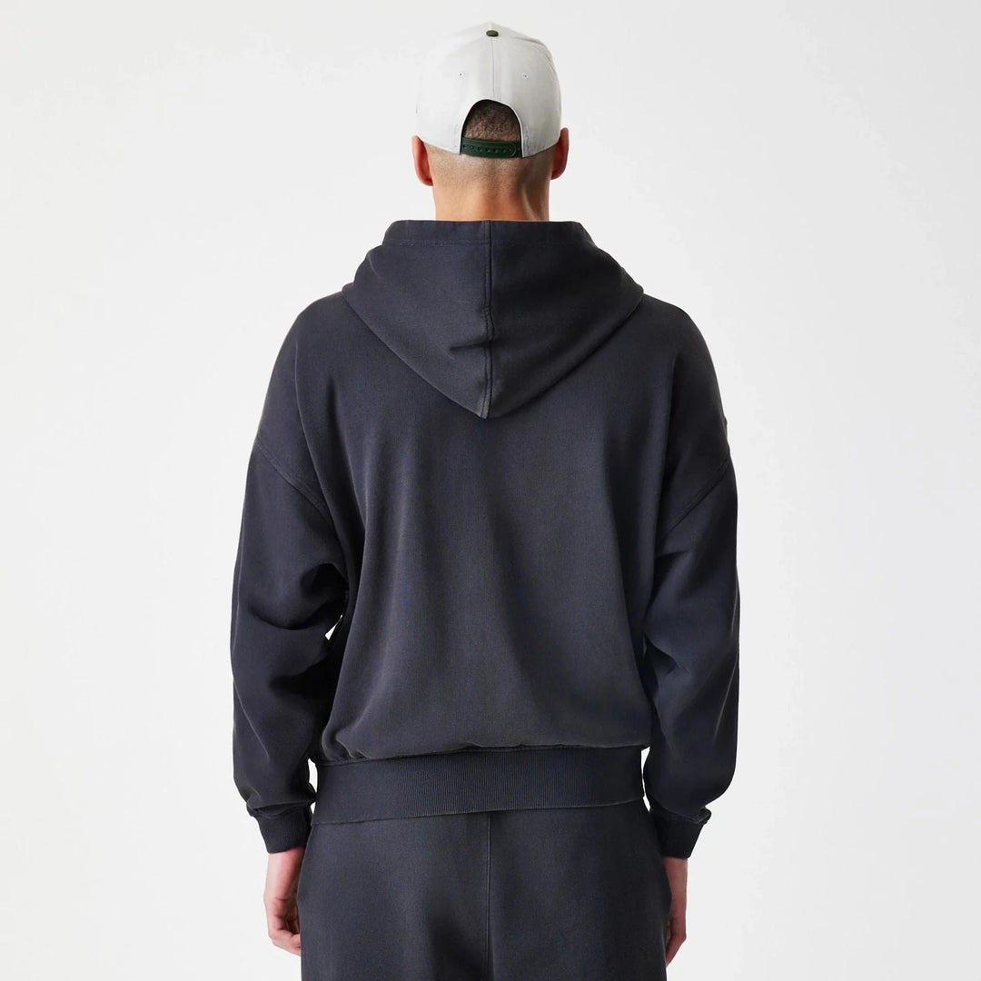 New Era Washed Oversized Full Zip Hoodie black