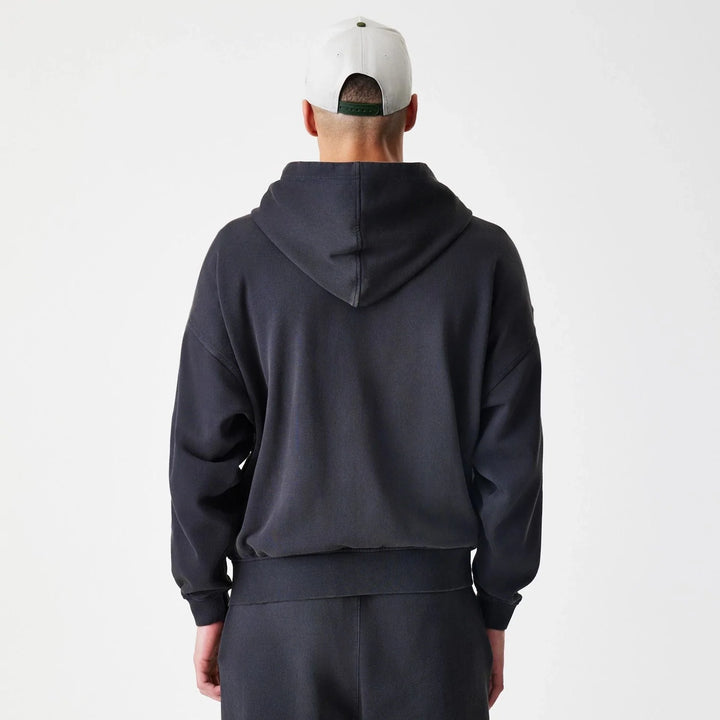 New Era Washed Oversized Full Zip Hoodie black