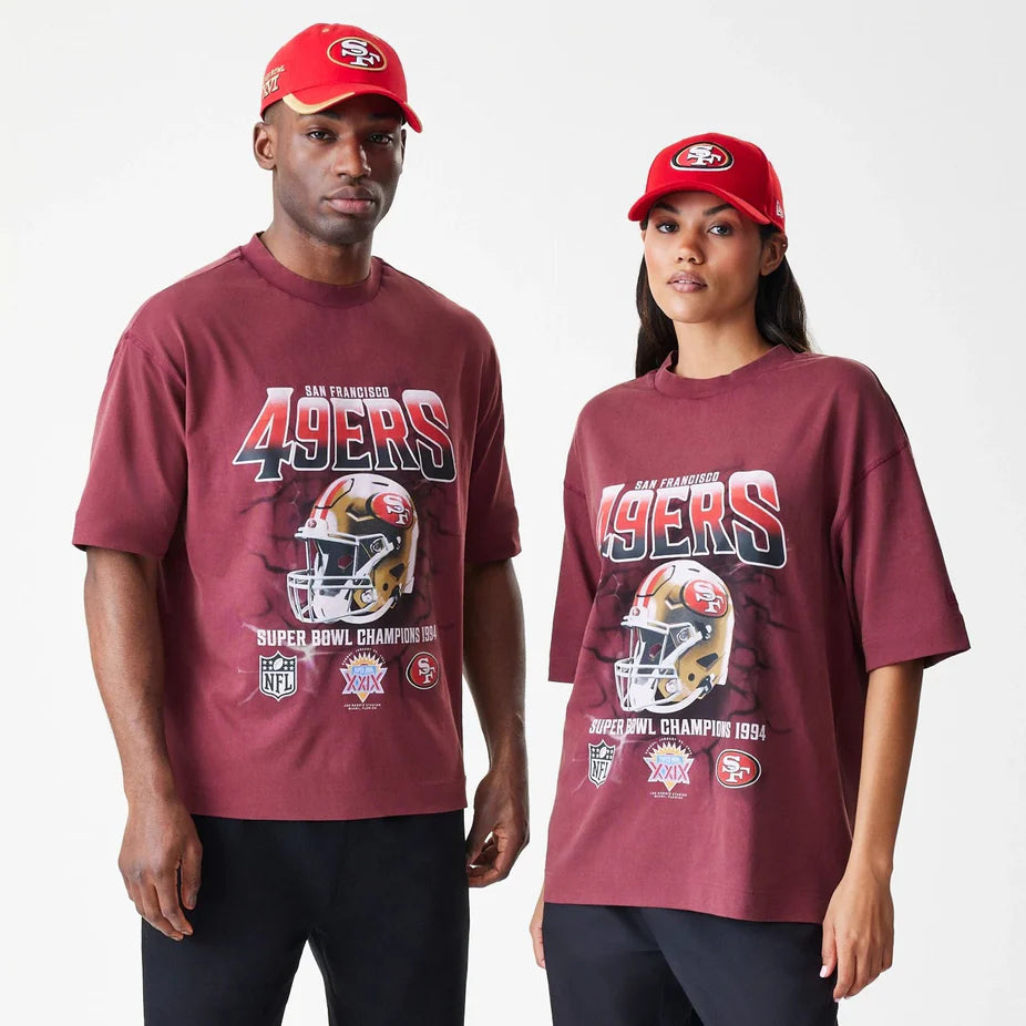 New Era NFL Washed Boxy Oversized Tee SF 49ers dark red
