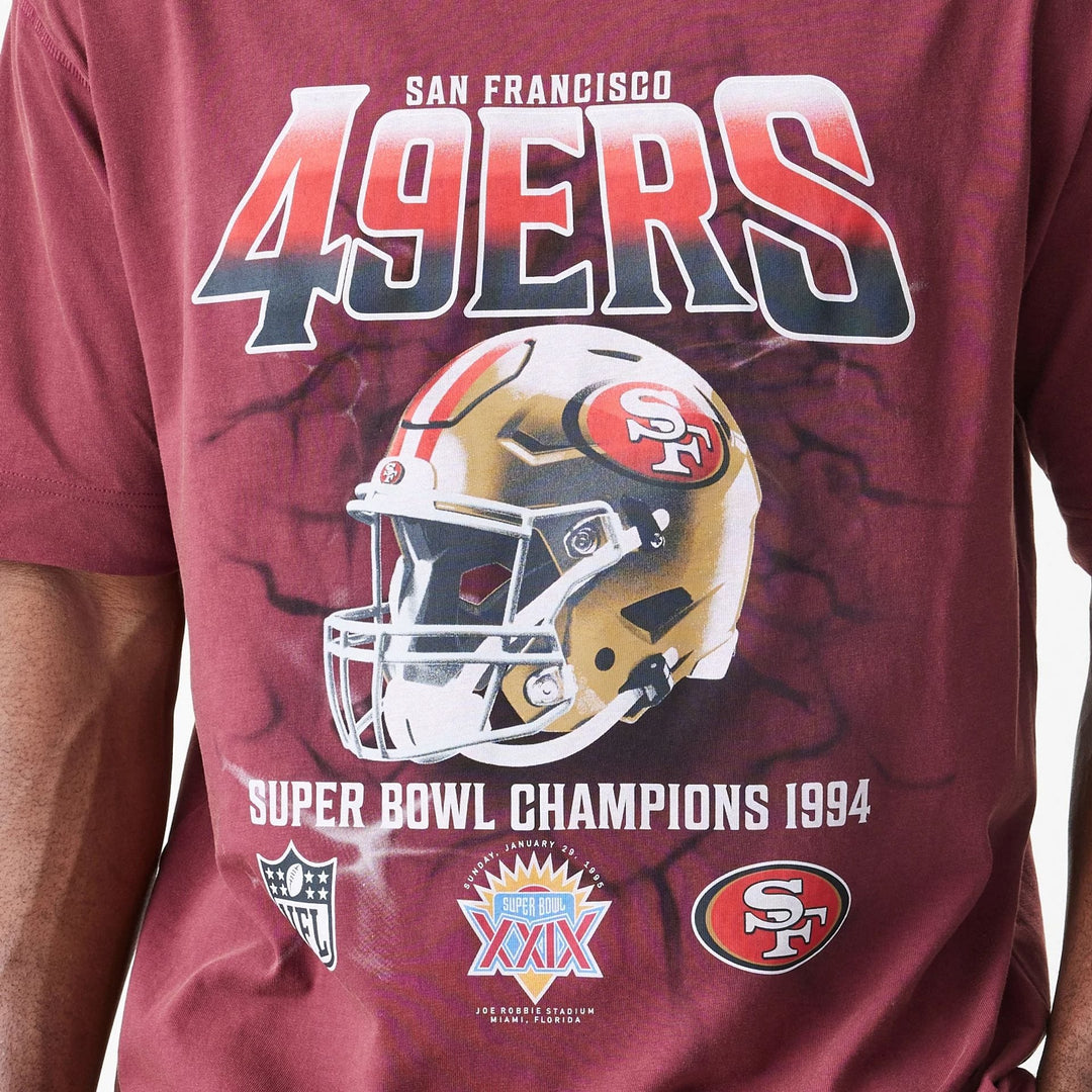 New Era NFL Washed Boxy Oversized Tee SF 49ers dark red