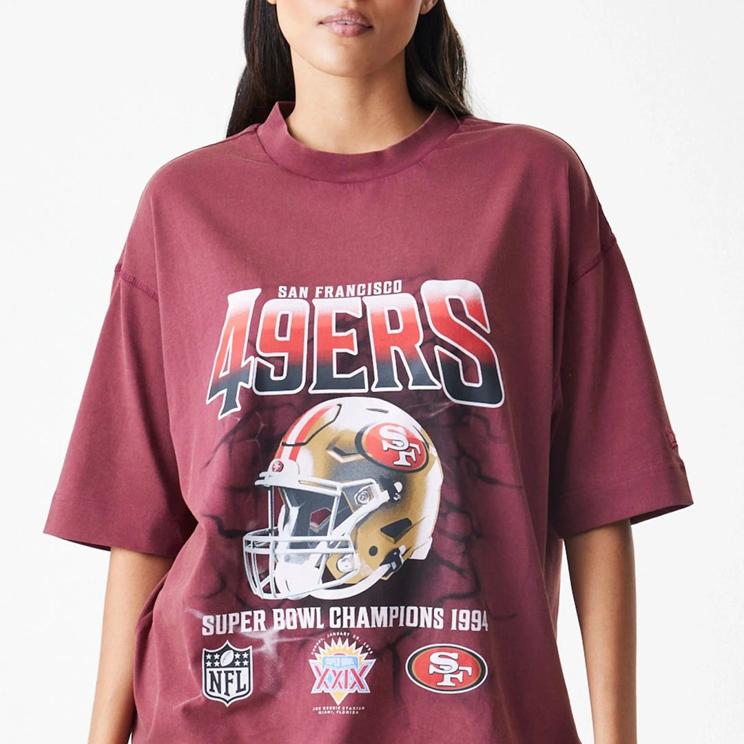 New Era NFL Washed Boxy Oversized Tee SF 49ers dark red