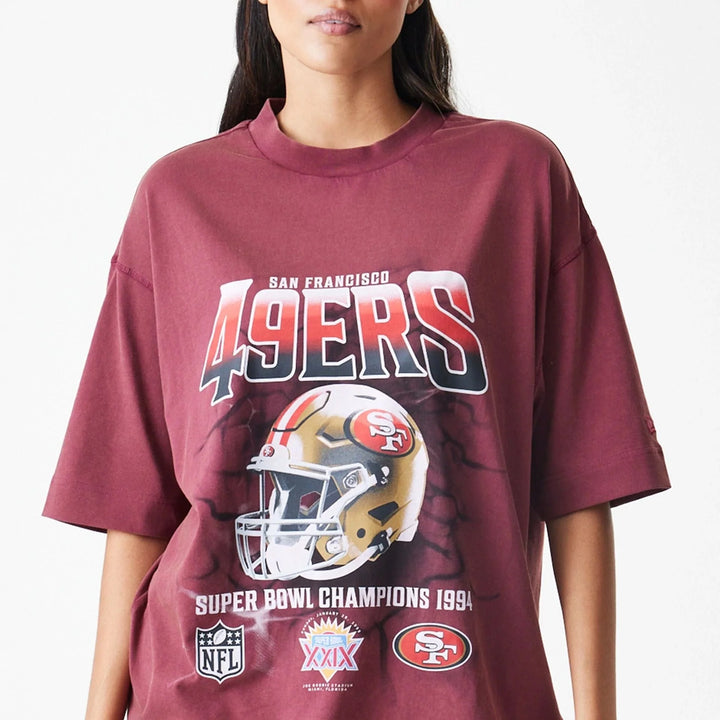 New Era NFL Washed Boxy Oversized Tee SF 49ers dark red