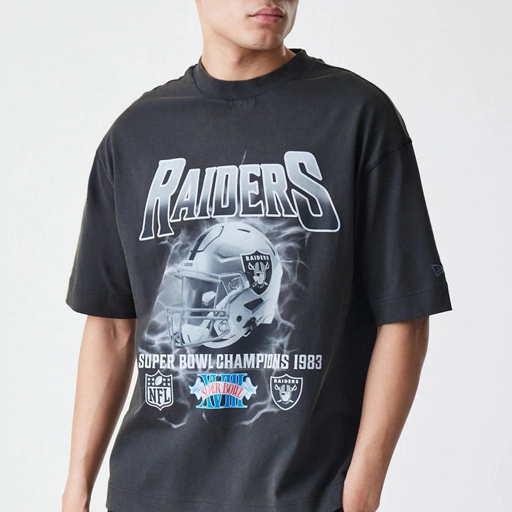 New Era NFL Washed Boxy Oversized Tee LV Raiders black