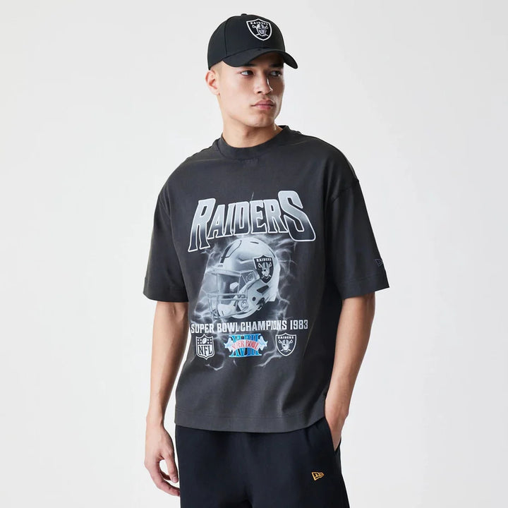 New Era NFL Washed Boxy Oversized Tee LV Raiders black