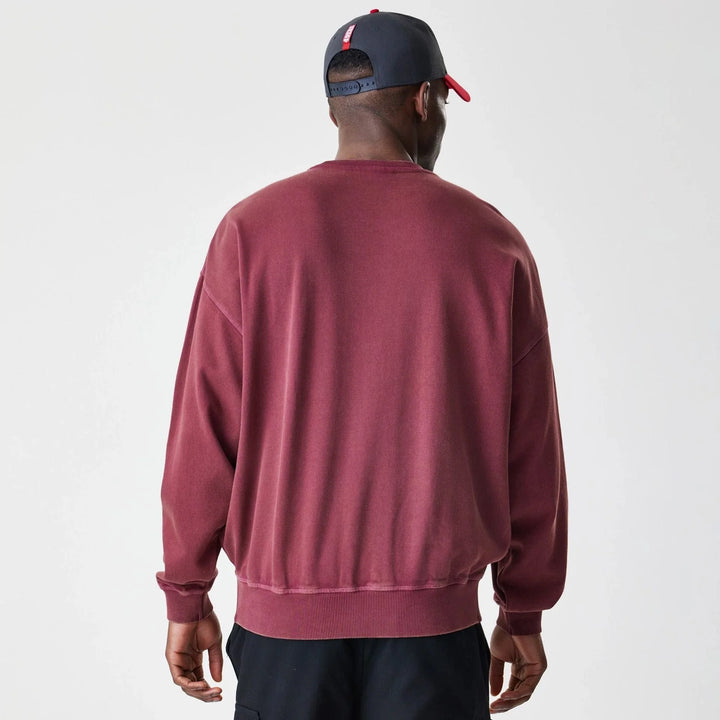 New Era NFL Washed Boxy Oversized Crew Neck Sweater SF 49ers dark red
