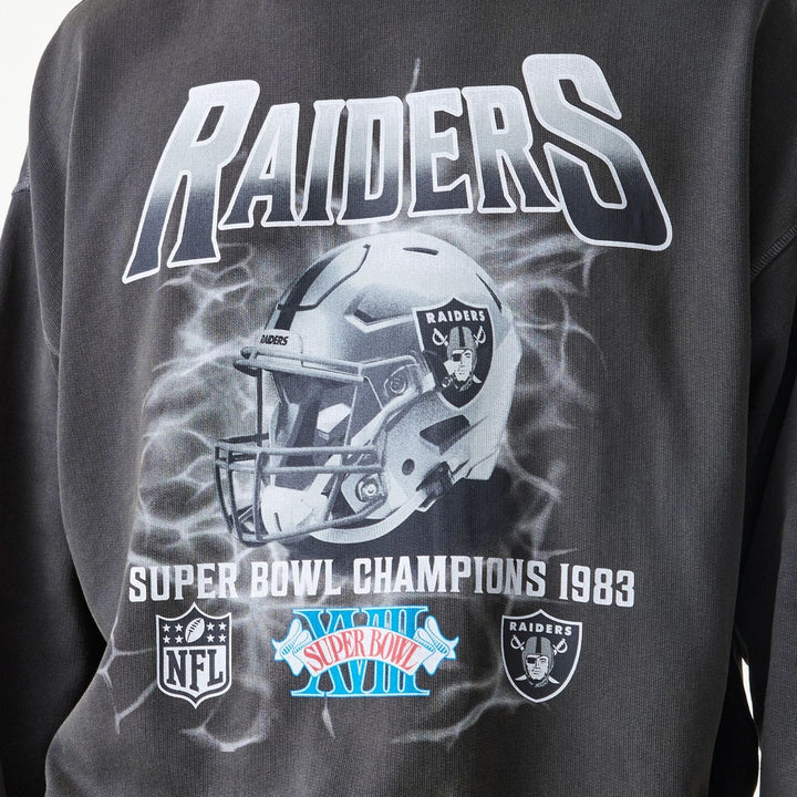New Era NFL Washed Boxy Oversized Crew Neck Sweater LV Raiders black