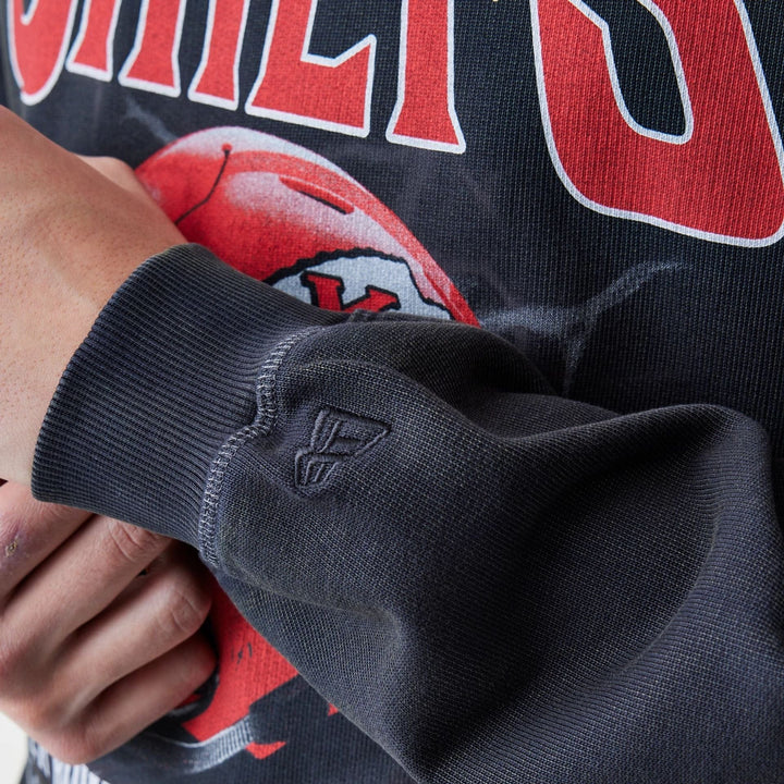 New Era NFL Washed Boxy Oversized Crew Neck Sweater KC Chiefs black