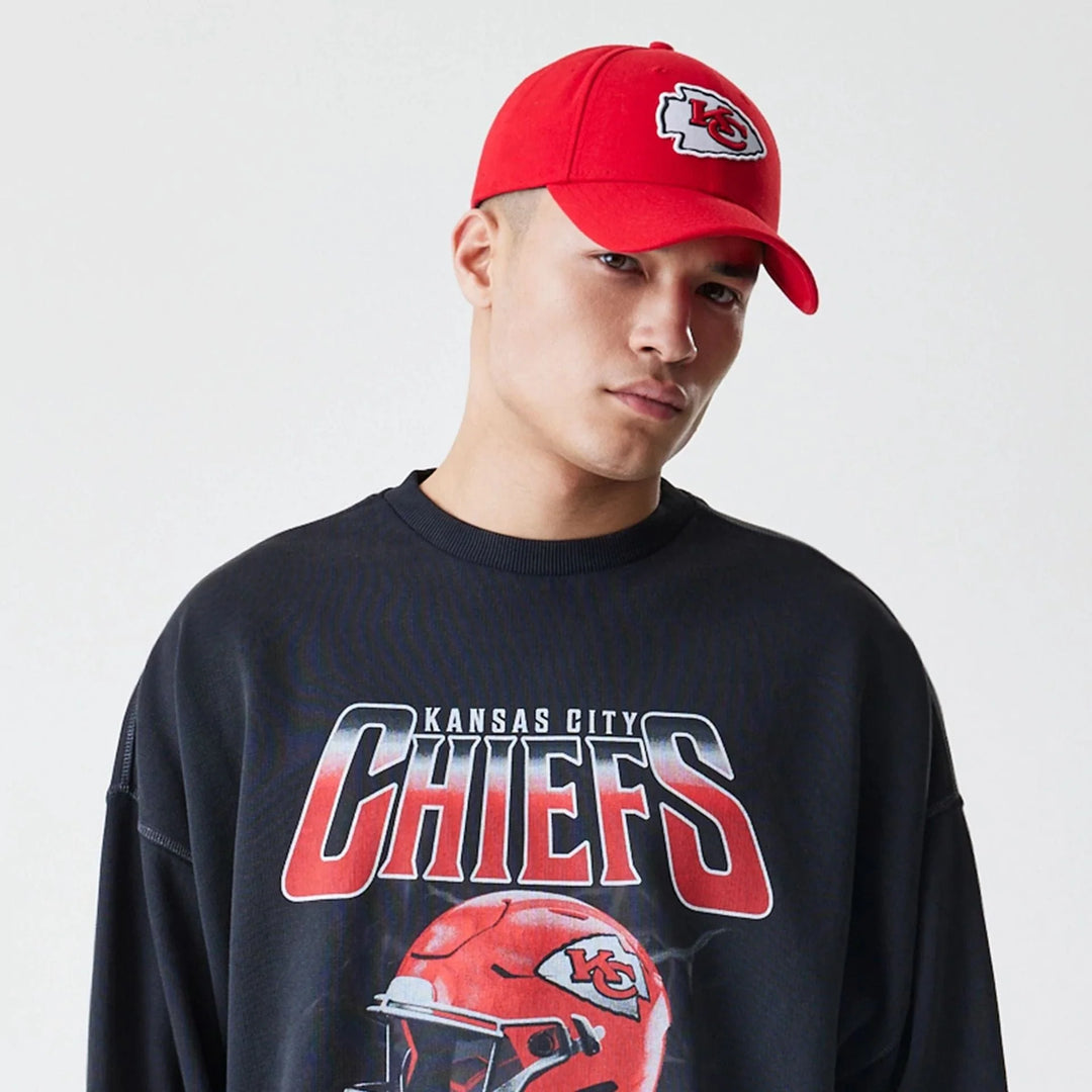 New Era NFL Washed Boxy Oversized Crew Neck Sweater KC Chiefs black