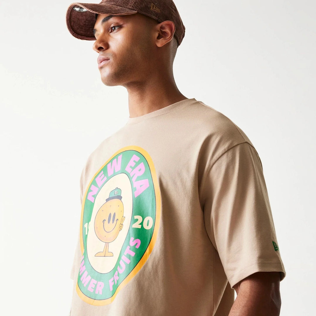 New Era Orange Fruit Graphic Oversized Tee light beige - Shop-Tetuan