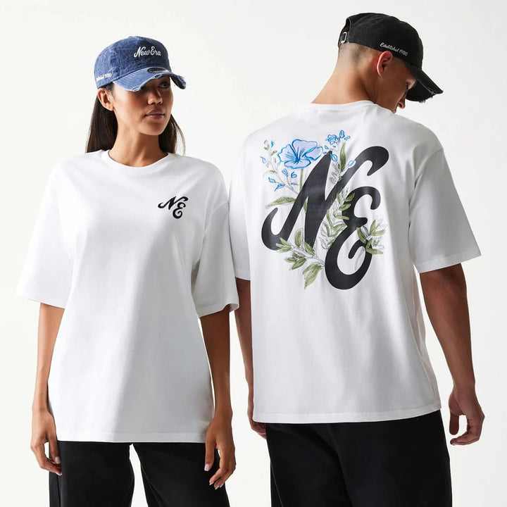 New Era Floral Graphic Oversized tee white - Shop-Tetuan