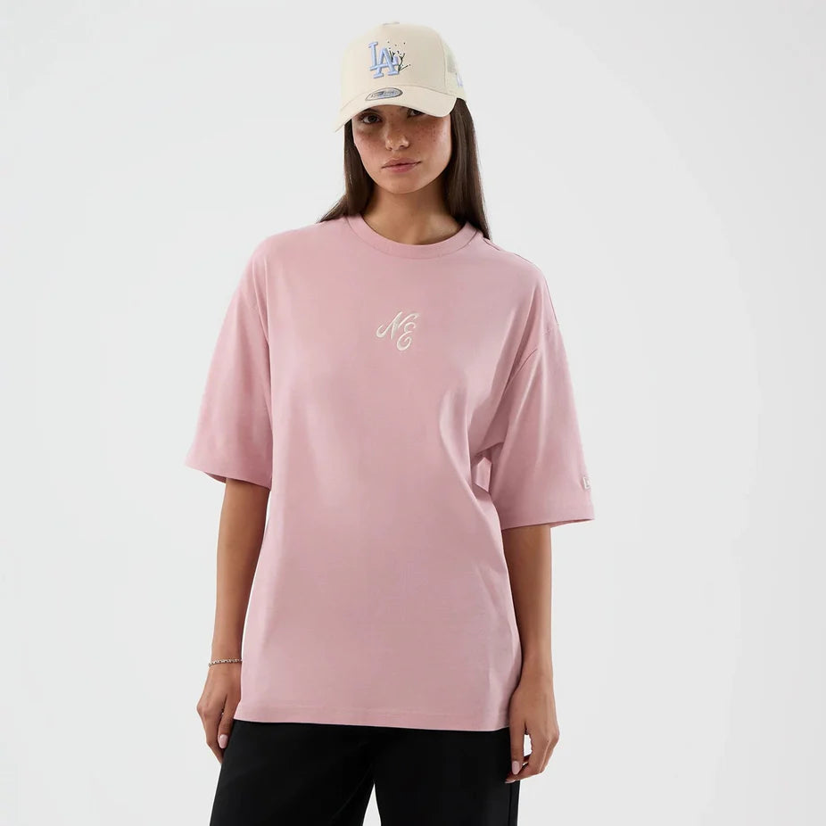 New Era Floral Graphic Oversized Tee Pastel Pink - Shop-Tetuan