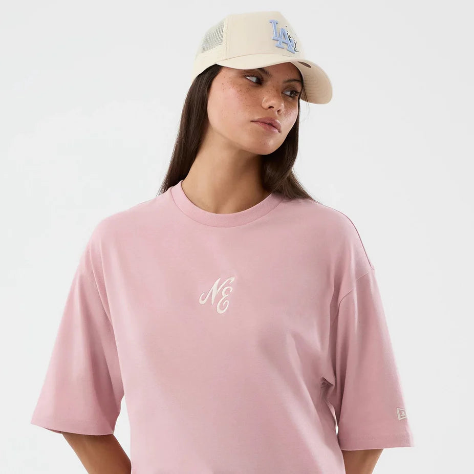 New Era Floral Graphic Oversized Tee Pastel Pink - Shop-Tetuan