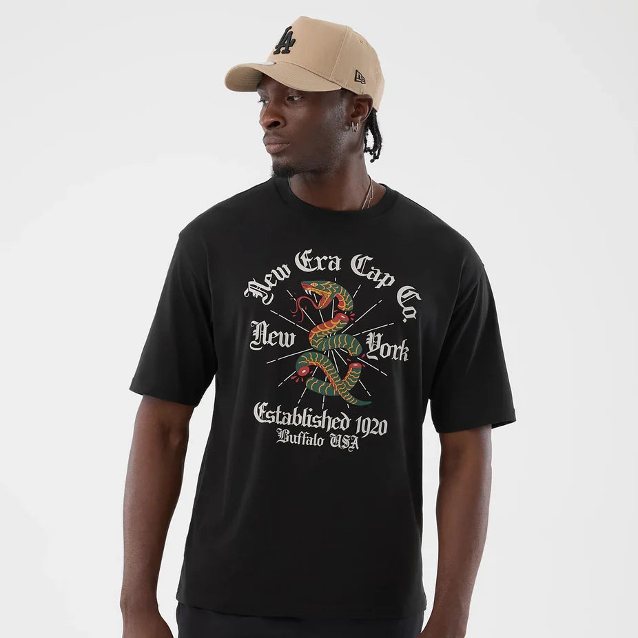 New Era Serpent Graphic Oversized Tee Black