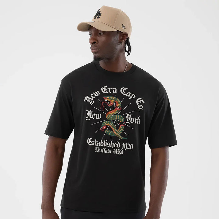 New Era Serpent Graphic Oversized Tee Black