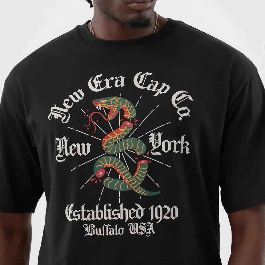 New Era Serpent Graphic Oversized Tee Black